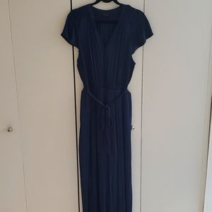 Anthropologie Current Air Navy Silky Jumpsuit
